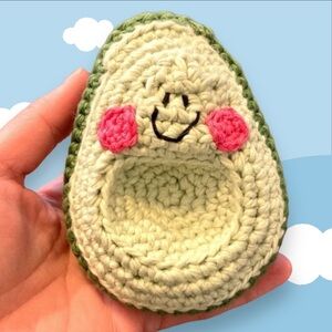 Single organic cotton avocado rattle with no pit handmade crochet made to order